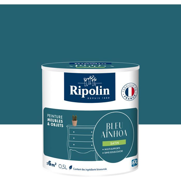 Peinture meuble et objet - Bleu ainhoa - Satiné - Ripolin - 0,5L