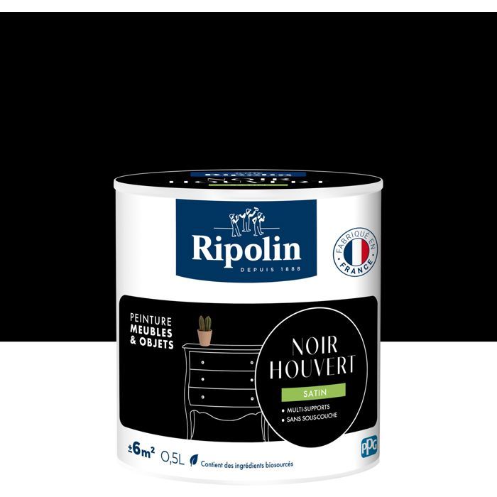 Peinture meuble et objet - Noir houvert - Satiné - Ripolin - 0,5L