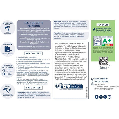 Peinture meuble et objet - Blanc - Satiné - Ripolin - 1L