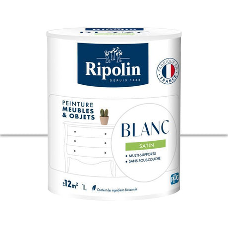 Peinture meuble et objet - Blanc - Satiné - Ripolin - 1L