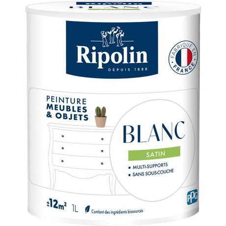 Peinture meuble et objet - Blanc - Satiné - Ripolin - 1L
