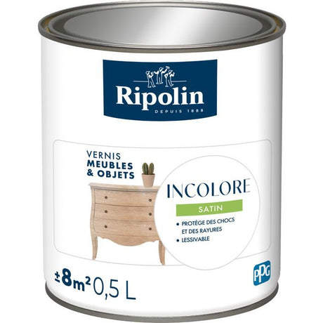 Peinture meuble et objet - Satin incolore - Satiné - Ripolin - 0,5L