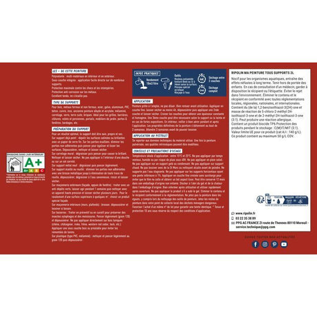 Peinture multi-supports - Rouge piment - RAL 3000 - Mat - Ripolin - 2L