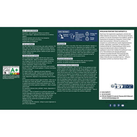 Peinture multi-supports - Vert basque - RAL 6005 - Mat - Ripolin - 2L