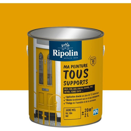 Peinture multi-supports - Jaune miel - RAL 1004 - Mat - Ripolin - 2L