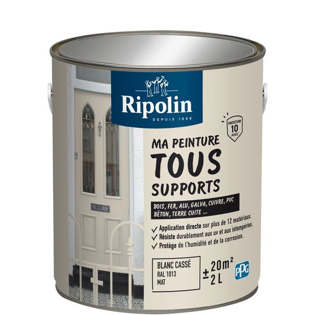 Peinture multi-supports - Blanc cassé - RAL 1013 - Mat - Ripolin - 2L