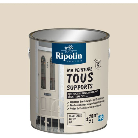Peinture multi-supports - Blanc cassé - RAL 1013 - Mat - Ripolin - 2L