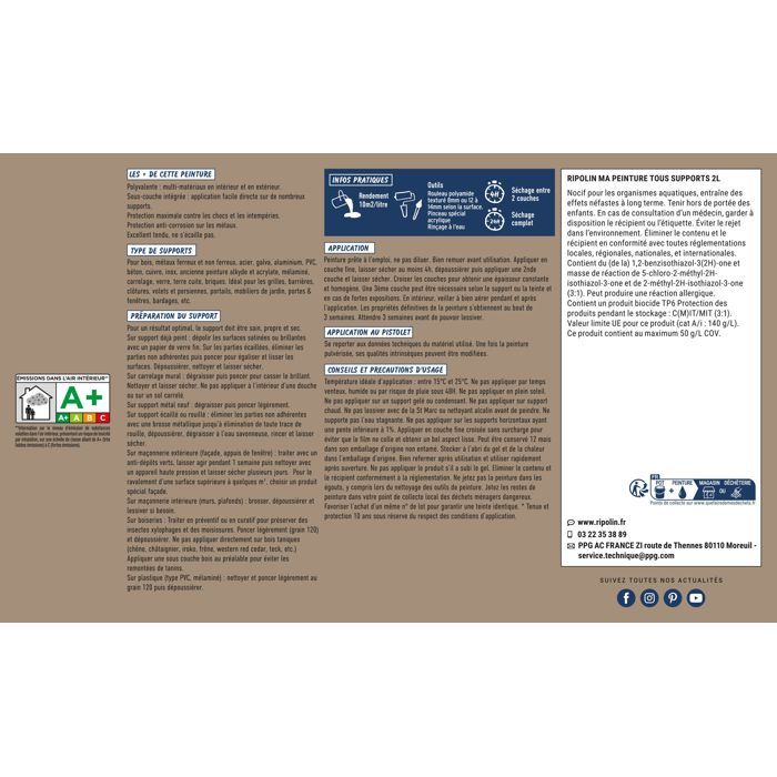 Peinture multi-supports - Beige moka - RAL 1019 - Mat - Ripolin - 2L