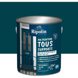 Peinture multi-supports - Bleu acapulco - RAL 5020 - Mat - Ripolin - 2L