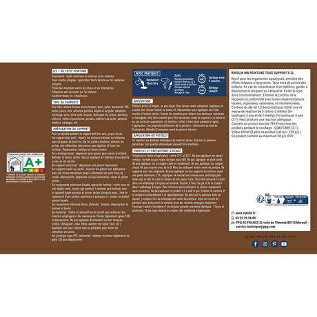 Peinture multi-supports - Châtaigner - RAL 8007 - Mat - Ripolin - 2L