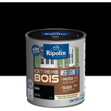 RIPOLIN Peinture Bois Satin Haute Protection 10 ans qui Protege et Magnifie vos Bois - Noir