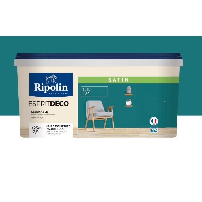 RIPOLIN ESPRIT DECO MULTI SUPPORTS BLEU POP  satin 2,5L