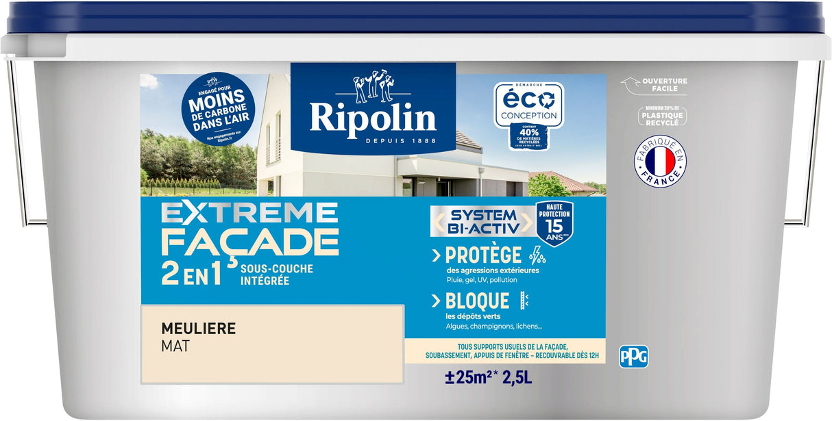 Peinture extreme façade 2 en 1 - Meuliere - Mat - Ripolin - 2,5L