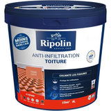 Revetement Anti-Infiltrations Toiture - RIPOLIN - Terre cuite - 4L - Bicouche - Extérieur