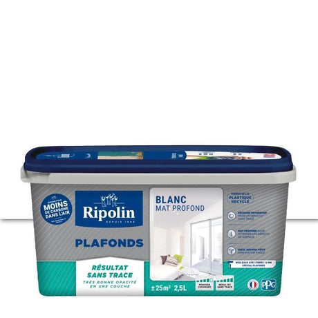 Peinture plafond - RIPOLIN - Xpro3 - Blanc mat - 2,5 l - Rendement 25 m˛