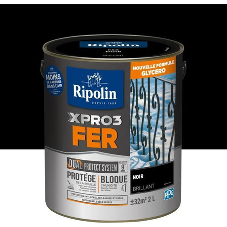 Peinture fer - RIPOLIN - Noir - Brillant - 2L