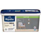 RIPOLIN Peinture Couleur Satin Ultra Couvrante pour Cuisine, Chambre, Salon, Salle, Entrée, Couloir - Gris ardoise