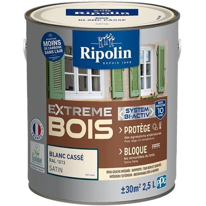 Peinture Extreme bois - Blanc cassé RAL 1013 satin - RIPOLIN - 2,5 L