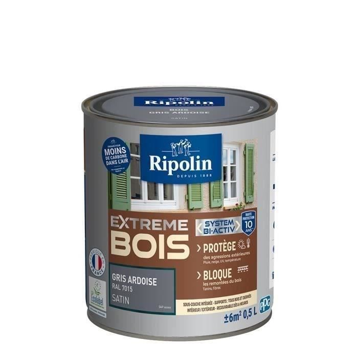 RIPOLIN Peinture Bois Satin Haute Protection 10 ans qui Protege et Magnifie vos Bois - Gris ardoise