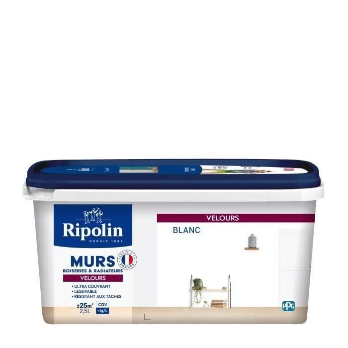 RIPOLIN Peinture Blanc Velours pour Murs, Boiseries Radiateurs - Blanc