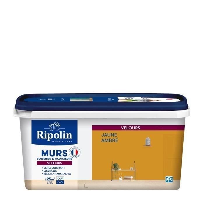 RIPOLIN Peinture Couleur Velours pour Murs, Boiseries Radiateurs - Jaune ambre