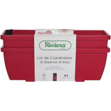 Lot 2 jardinieres - RIVIERA EVA - Plastique - Dimensions unitaire : 57 x 19.5 x 19.5 cm - Rouge