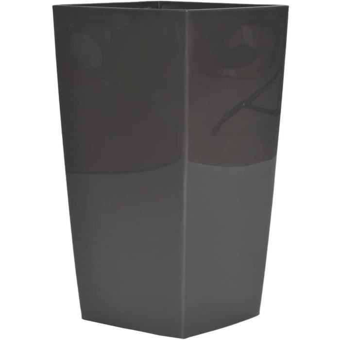 Pot de fleurs - RIVIERA - Nuance - Carré - 38 x 38 x H 69 cm - Gris pailleté