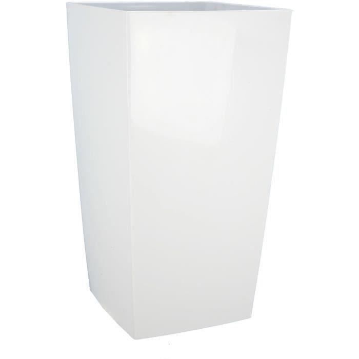 Bac a fleurs carré RIVIERA NUANCE - Plastique - L38xP38xH69 cm - Blanc