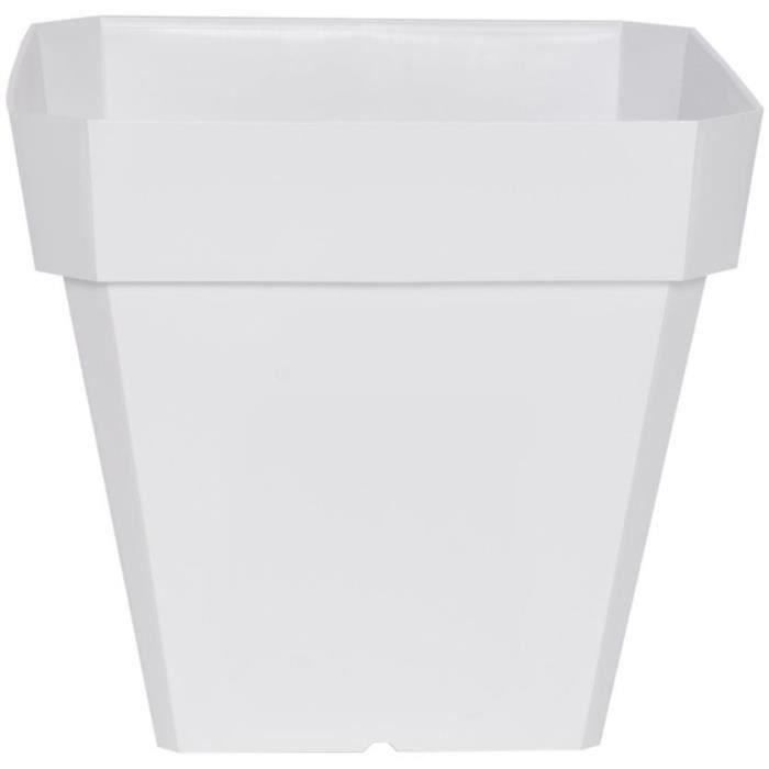 Bac a fleurs carré RIVIERA SOLEILLA - Plastique - 40x40 cm - Blanc