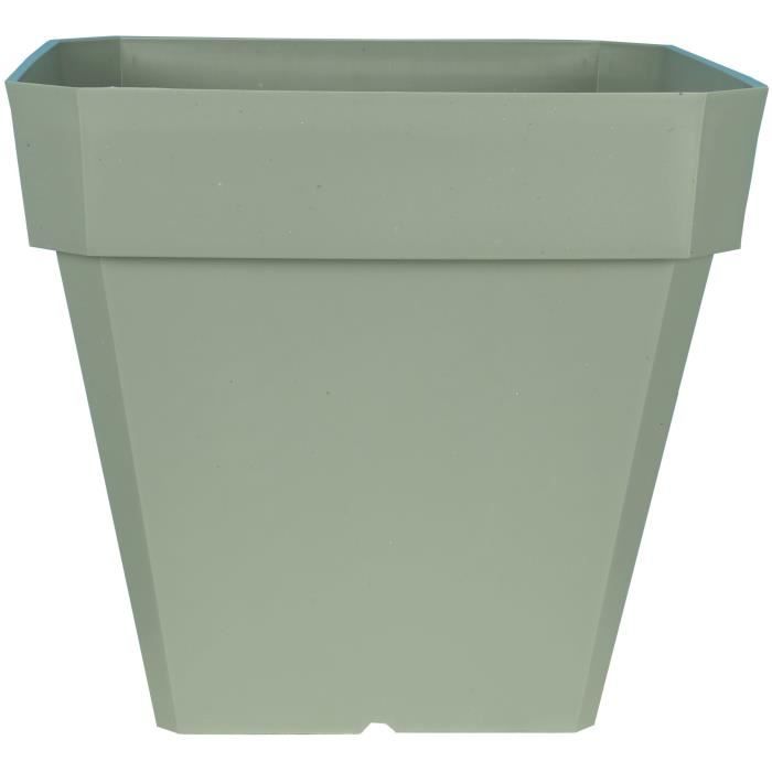 Bac a fleurs carré - RIVIERA - SOLEILLA - Plastique - 49x49x45 cm - Vert argile