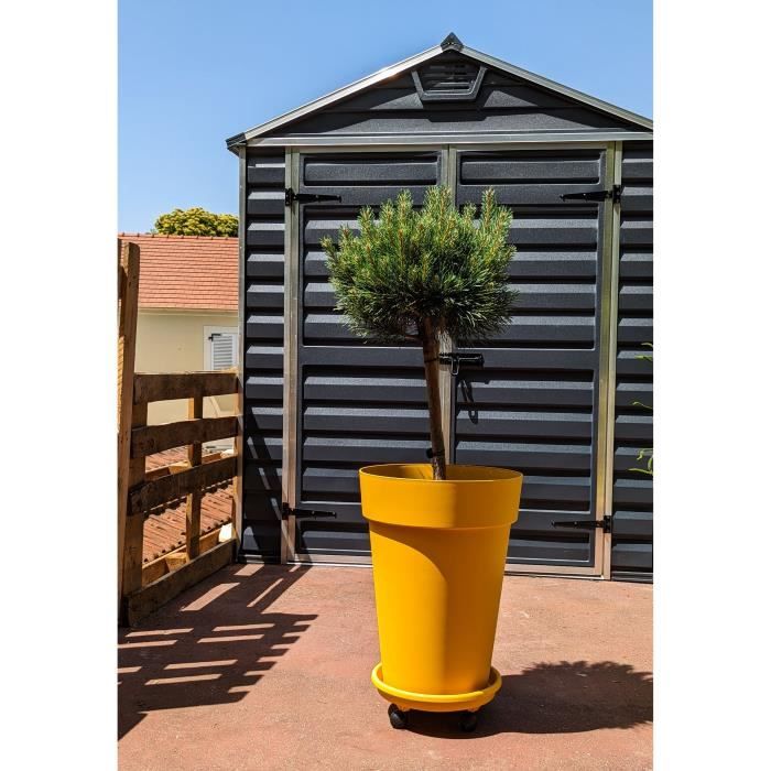 Pot de fleurs - RIVIERA - SOLEILLA Rond - Plastique - H52 x D39 cm - Jaune