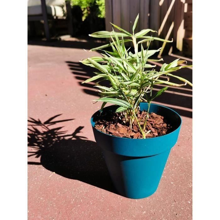 Pot de fleurs rond - RIVIERA - SOLEILLA - Plastique - D59 x H54 cm - Bleu