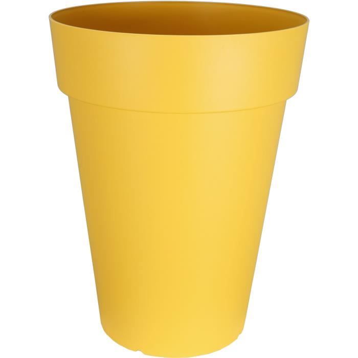 Pot de fleurs RIVIERA - SOLEILLA HAUT - Plastique - H65 x D49 cm - Jaune