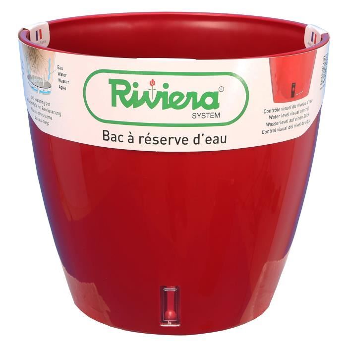 Pot de fleurs avec réserve d'eau - RIVIERA - EVA NEW Rond - Ø 36 x H 33 cm - Rouge