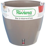 Pot de fleurs avec réserve d'eau - RIVIERA - EVA NEW ROND - Ø 35 x H 33 cm - 24,5L - Taupe
