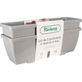 Bac a fleurs RIVIERA EVA - Lot 2 jardinieres - Plastique - 56,5x18,5x 25,5 cm - Stone