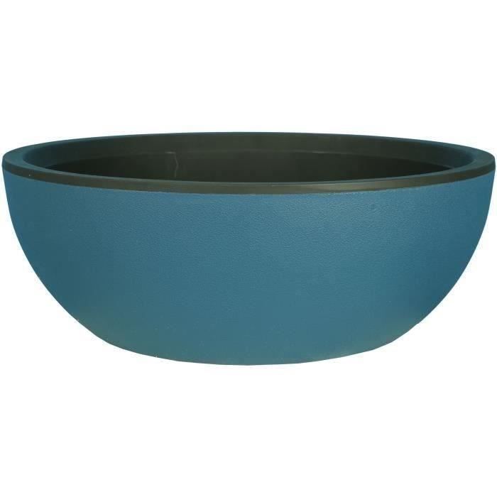 Bac a fleurs rond - RIVIERA - Coupe GRANIT - Plastique - D40xH15 cm - Bleu