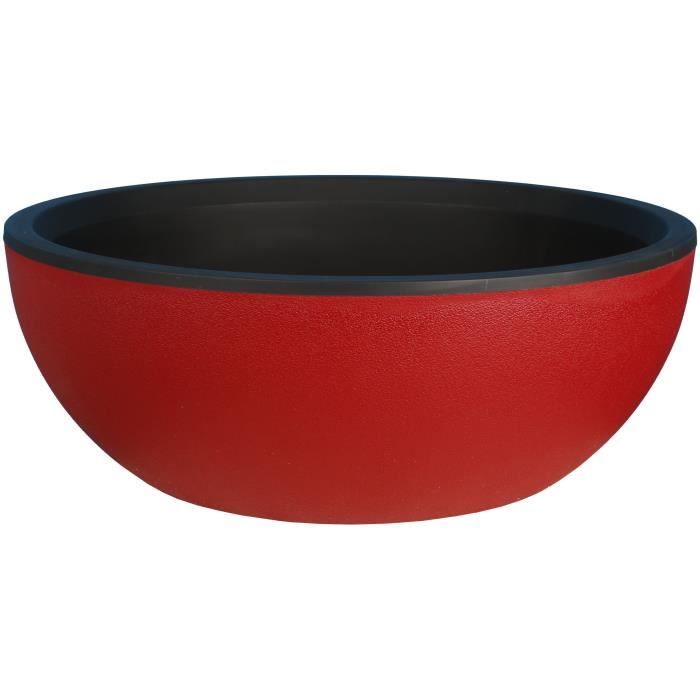 Coupe pot de fleurs - RIVIERA - Granit - D40 H15 cm - Rouge