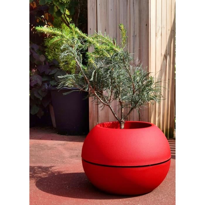 Pot de fleurs - RIVIERA - Boule -  D40 H28 cm - Rouge