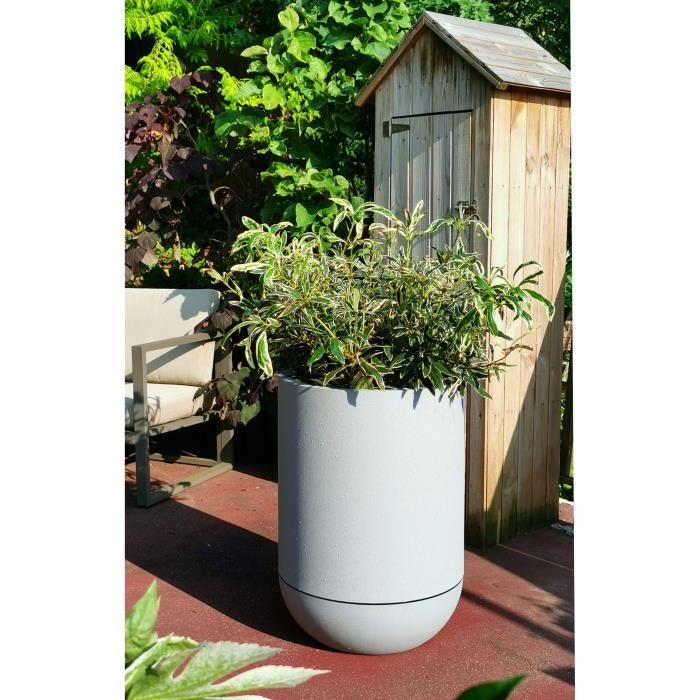Pot de fleurs - RIVIERA - Granit Tulipe - D40 H57 cm - 28 L - Stone