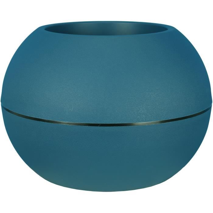 Bac a fleurs rond RIVIERA GRANIT BOULE - Plastique - Diametre 50 cm - Bleu