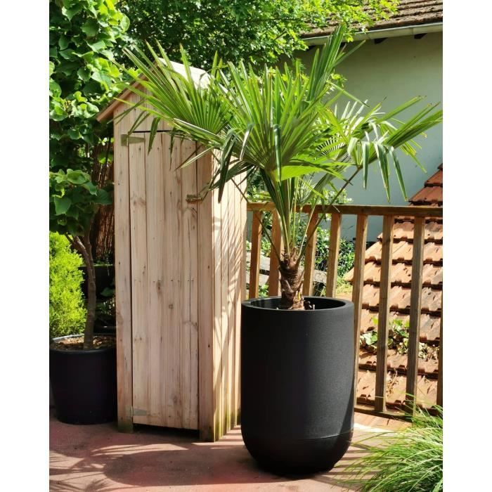 Bac a fleurs rond RIVIERA GRANIT TULIPE - Plastique - Diametre 50 cm - Noir