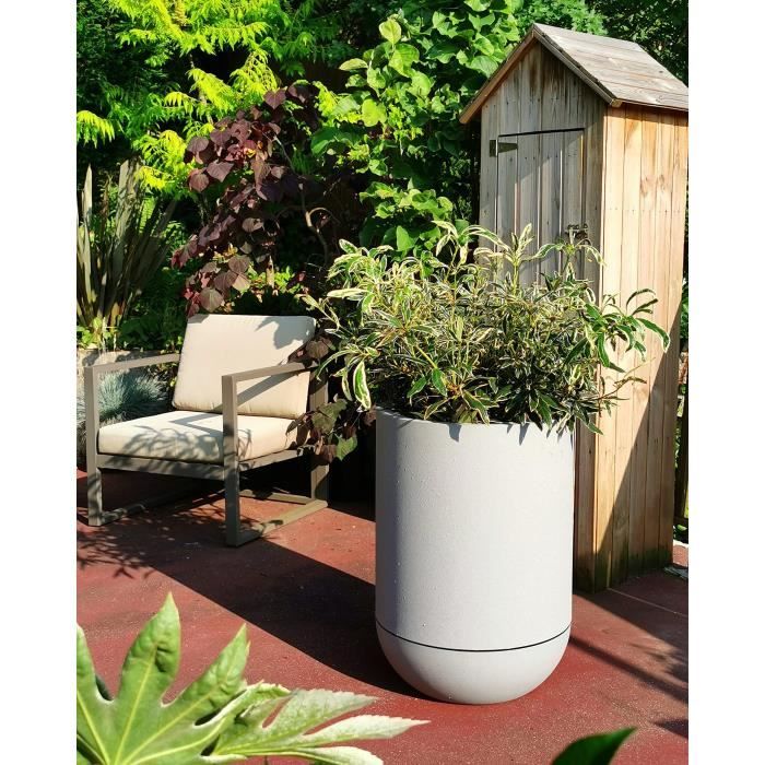 Bac a fleurs - RIVIERA - GRANIT TULIPE - Plastique - D50 x H71 cm - Stone