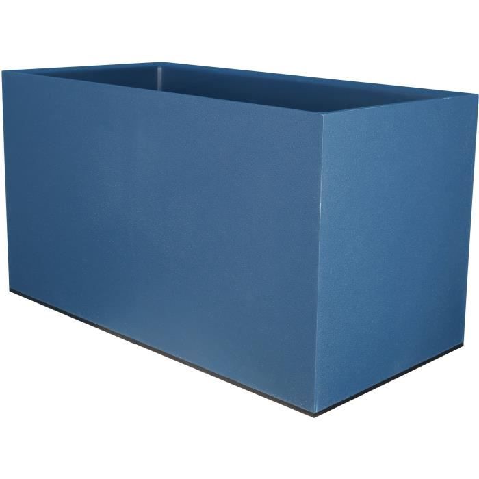 Bac a fleurs rectangulaire RIVIERA GRANIT - Plastique - 80x40 cm - Bleu