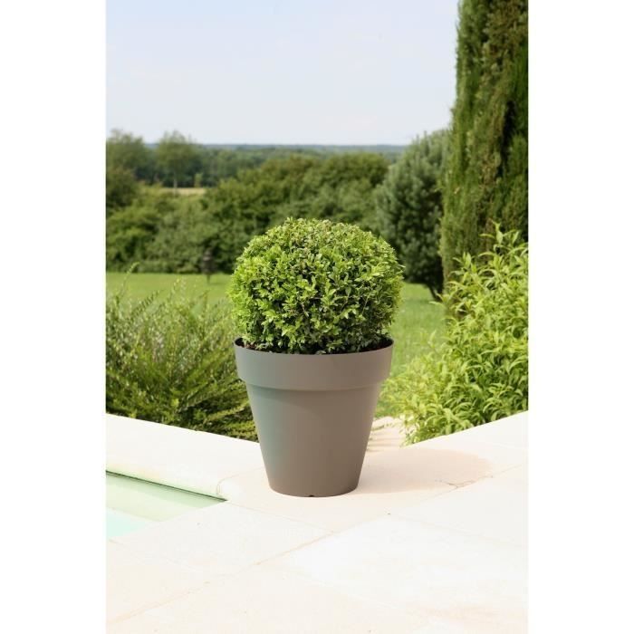 Pot de fleurs - RIVIERA - Soleilla Rond - Ř 39,2 x 35,8 cm -Gris pailleté