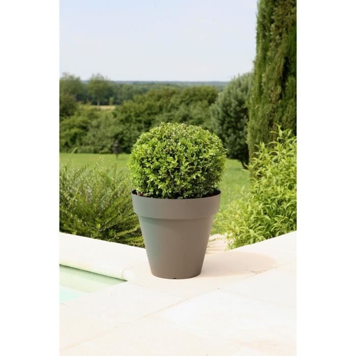 Pot de fleurs - RIVIERA - Soleilla Rond - Ø 39,2 x 35,8 cm -Gris pailleté