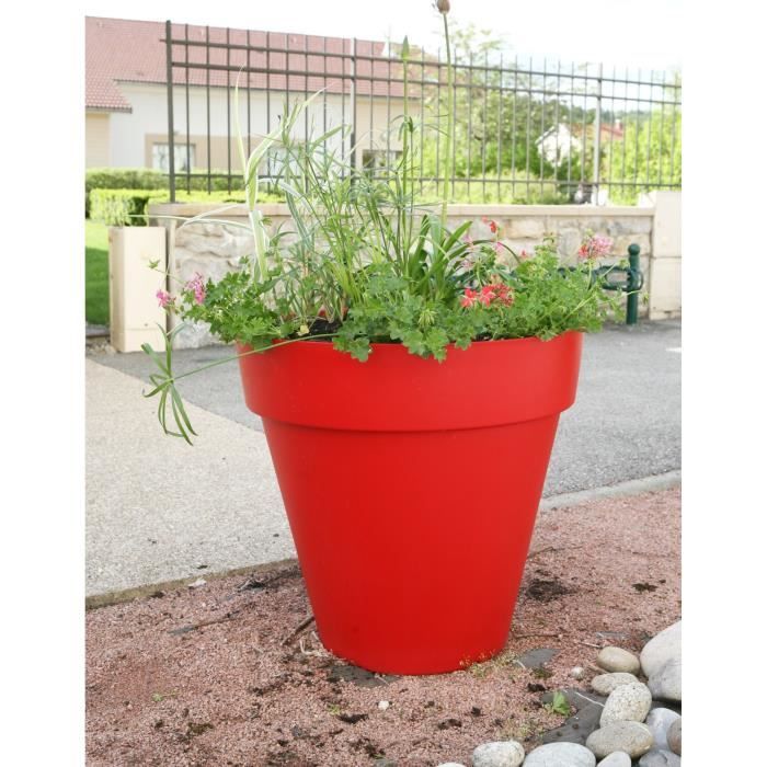 Pot de fleurs - RIVIERA - Soleilla Rond - Ø 49 x 44,8 cm - Rouge