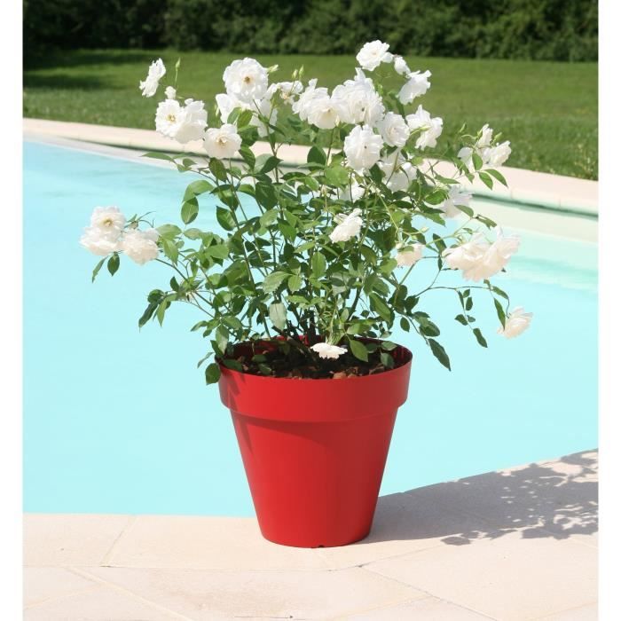 Pot de fleurs - RIVIERA - Soleilla Rond - Ø 49 x 44,8 cm - Rouge