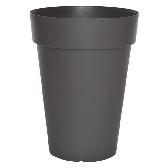 Pot de fleurs - RIVIERA - Soleilla Rond - Ø 39 x H 52 cm - Gris pailleté