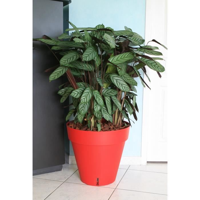 RIVIERA Pot de fleurs Loft avec réserve d'eau - Rond - Ø 50 x H 46 cm - Rouge